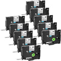 10PK Compatible for Brother P-touch Black on White Flexible  Cable Wire Label Tape 12mm 8m  TZe TZe-FX231 -FX231 TZe-231 -231 use in -D210 H110 H100 D400 D600 Label Maker
