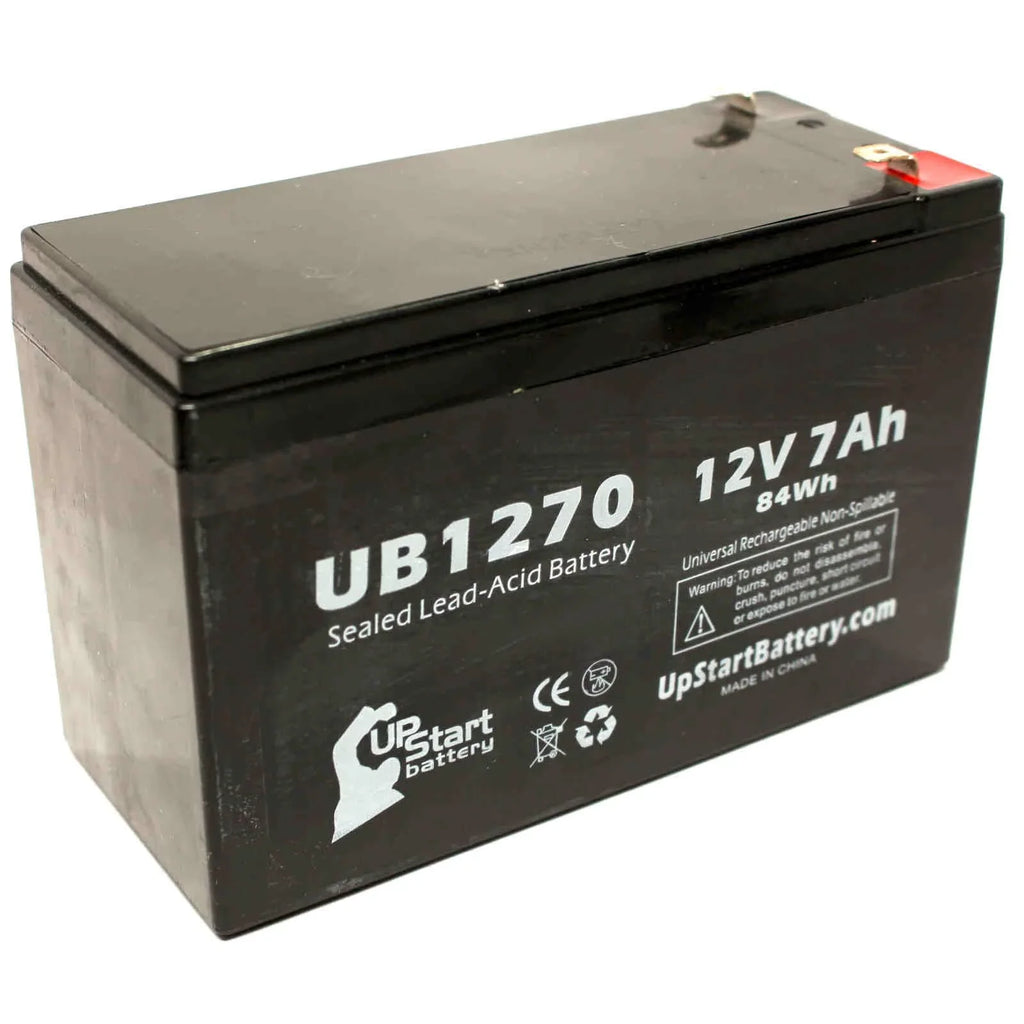 2x Pack - Compatible Upsonic PCM200 Battery - Replacement UB1270 Universal Sealed Lead Acid Battery (12V, 7Ah, 7000mAh, F1 Terminal, , ) - Includes 4 F1 to F2 Terminal Adapters