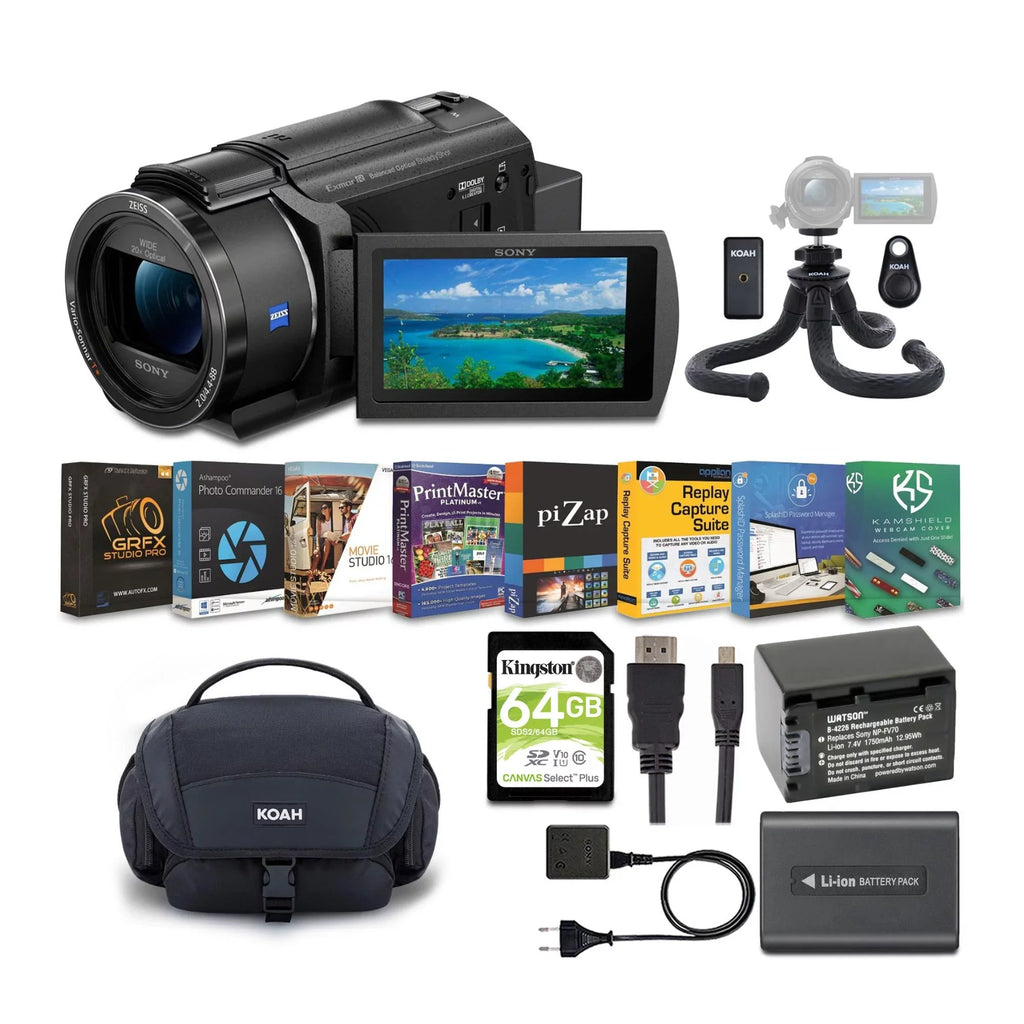 Sony -AX43 4K  Handyman Camcorder with Bag, Tripod and Accessory Bundle