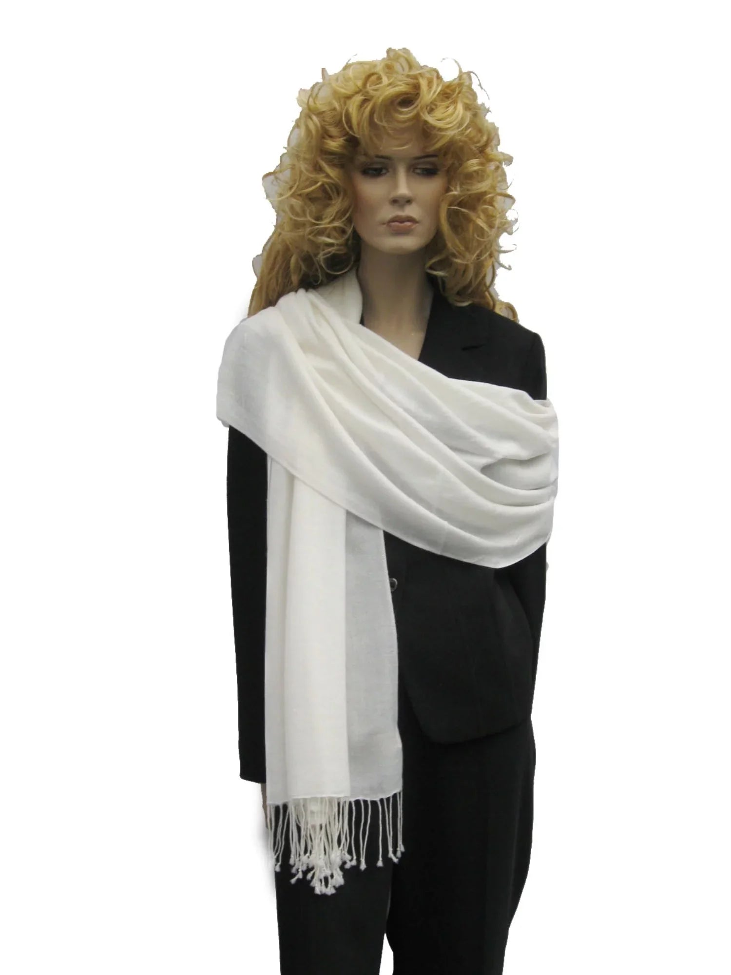 Shawl/Shawls/Scarf/Scarves/Wrap/Stole/Muffler/Cape/Ruana/Blanket/Throw/Pashmina Shawl/Cashmere Scarf/Wool/Silk (Cream/Ivory Regular Shawl)