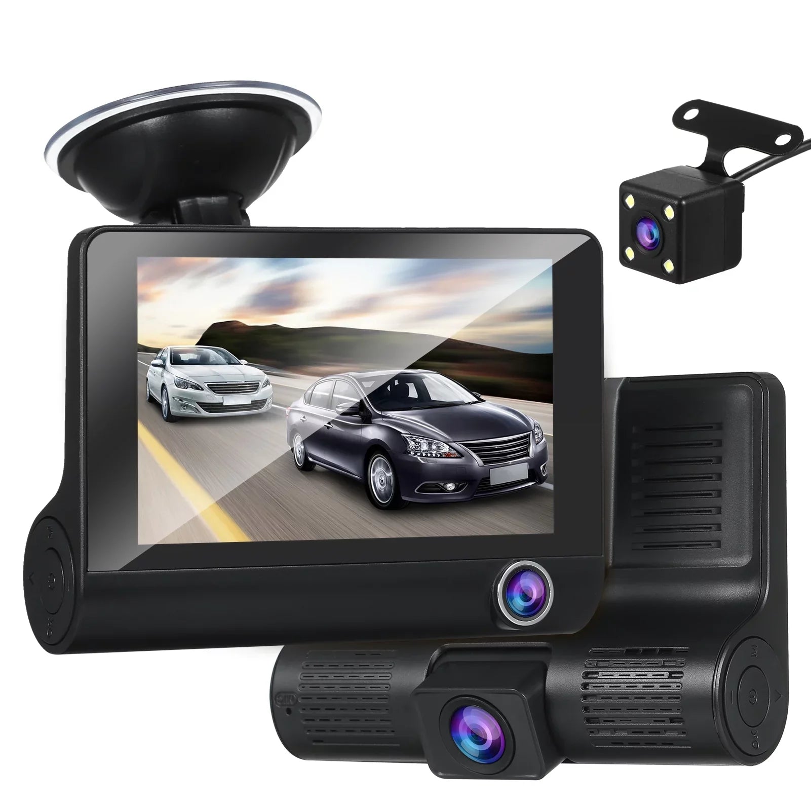 Tomshoo 1080P Full Dash Cam with 4 Inch  Screen, Front and Rear Dual Camera, Wide Angle Vision, Loop Recording Drive Safely with this Dash Cam!