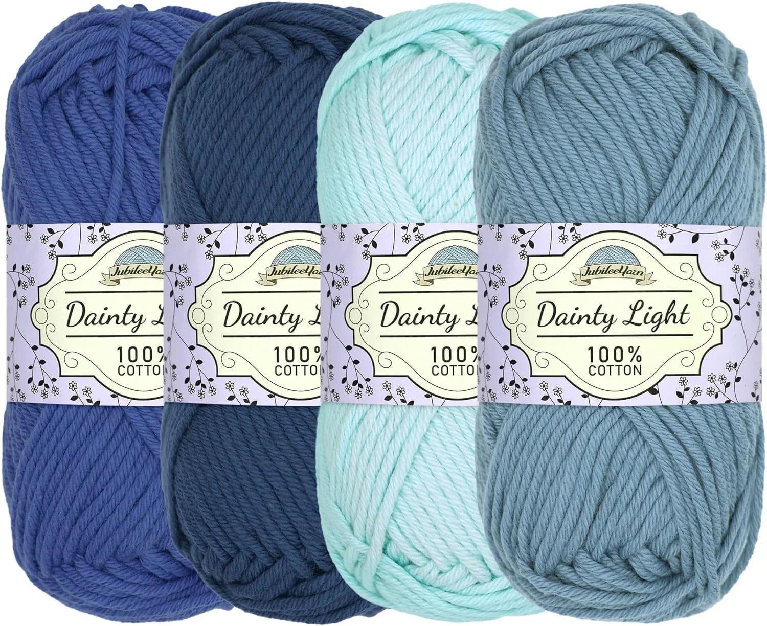 Jubileeyar Daity Light Yar - Worsted Weight Cotto - 100G/Skei - Shades Of Blue - 4 Skeis