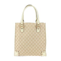 Pre-Owned  Gucci tote bag 124261  canvas leather beige ivory (Good)