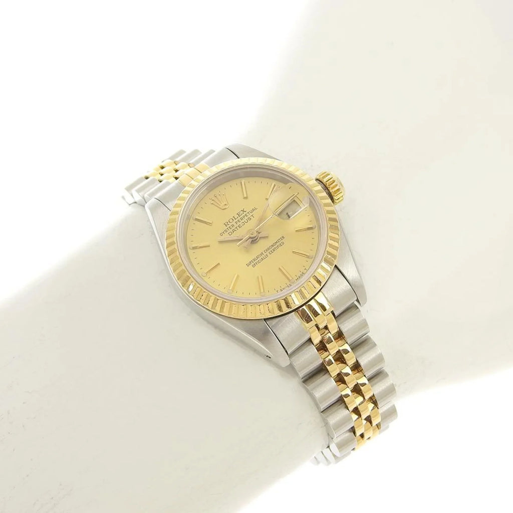 Pre-Owned Rolex Datejust combination automatic watch champagne gold dial 98 series 54g 79173 2023/09 (Like New)
