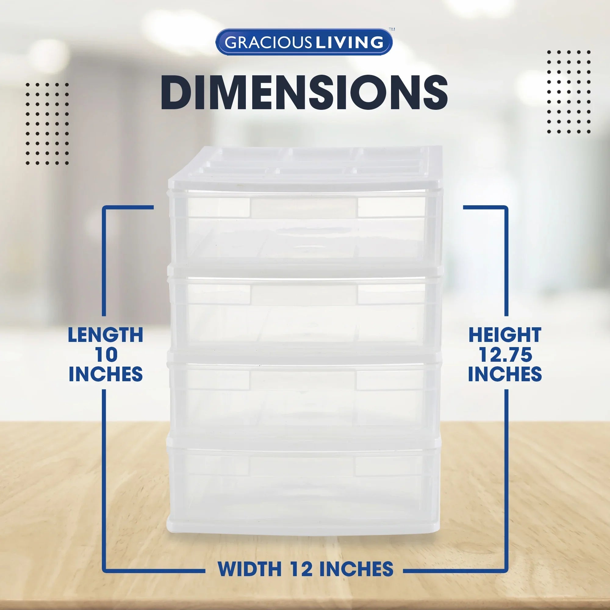Gracious Living 4 Drawer Desktop Storage w/ Organizer Lid, White (4 Pack)