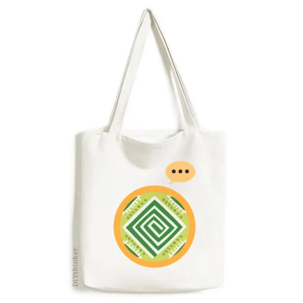 Green Squares Mexico Totems Ancient Civilization Expression Sack Canvas Tote Shoulder Bag