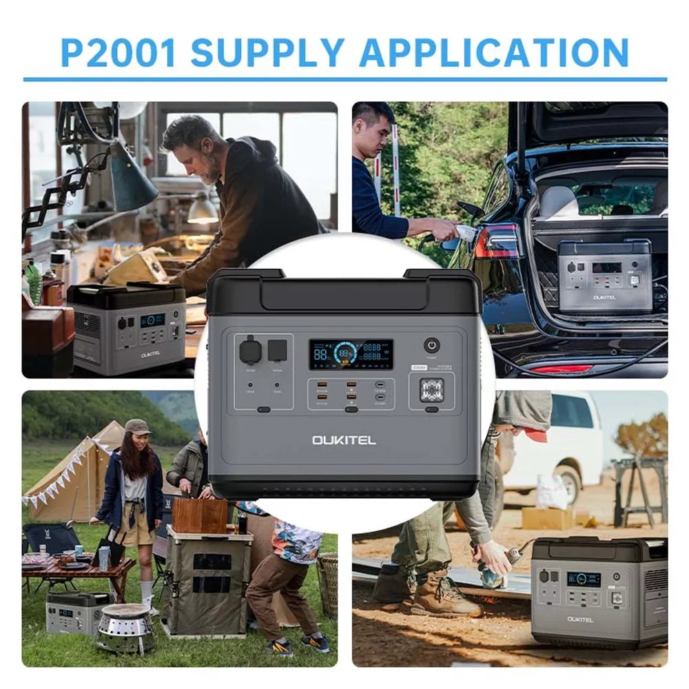 P2001 Portable  Station 2000Wh/51.2V Safe LiFePO4 Solar Generator  2000W Pure Sine  Battery  Station for Home  Camping Emergency Battery Backup Support