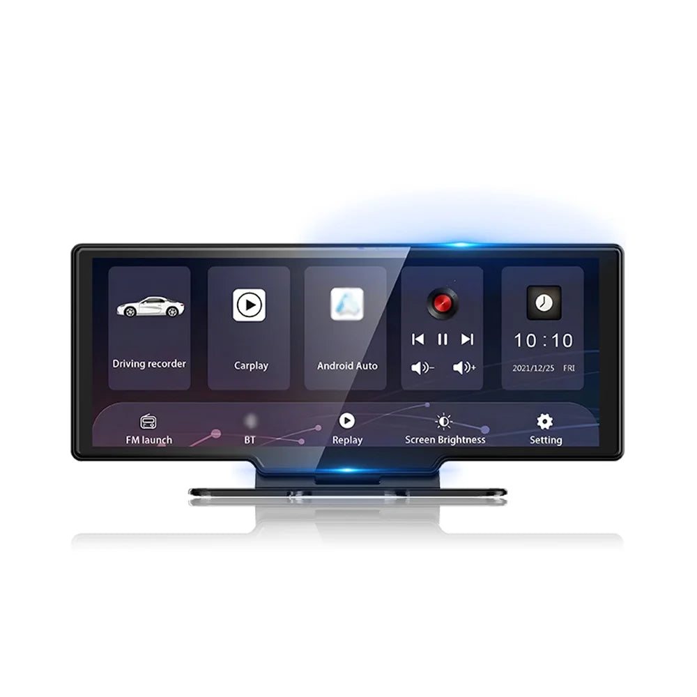 4K Front & Rear  Dash Camera with 10.26 Inch Touchscreen - Android Auto Compatible, Built-in WiFi, G-Sensing, Loop Recording, Hands-Free Calling