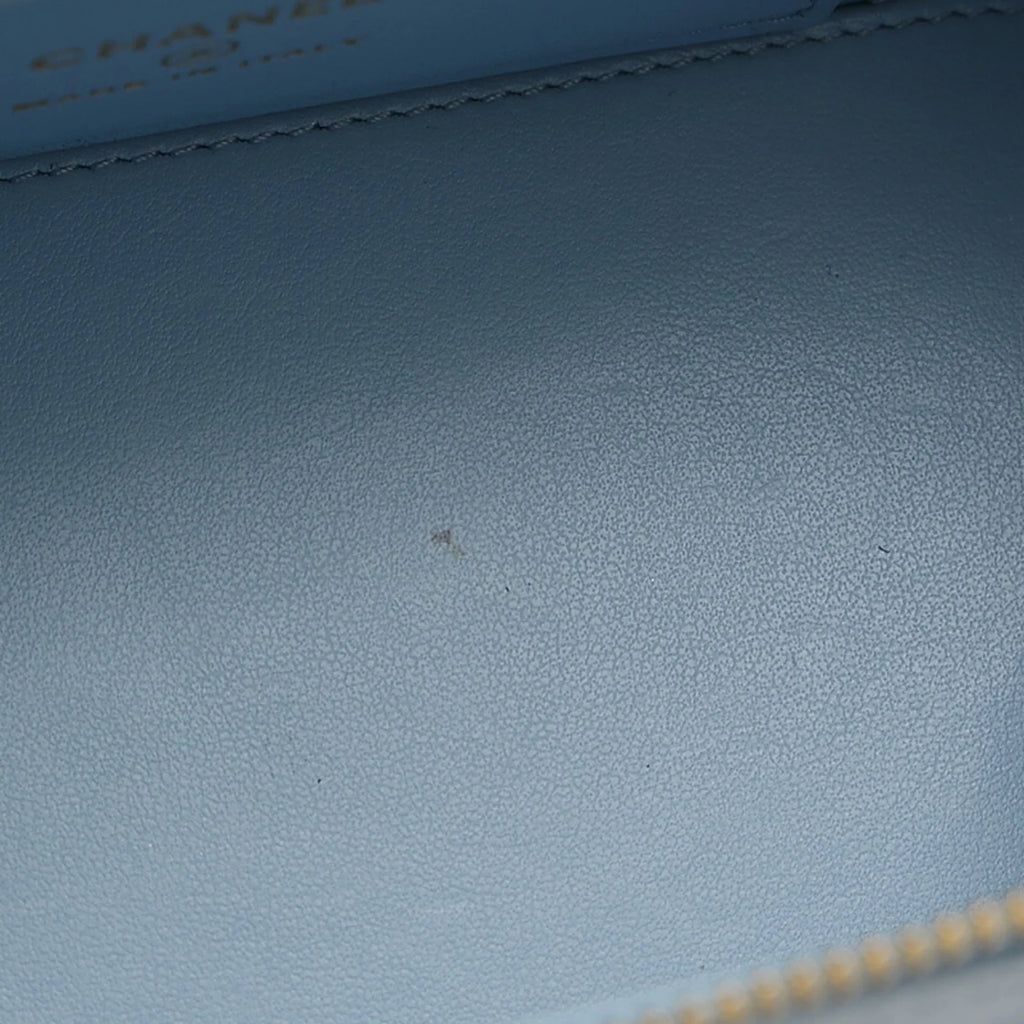 Pre-Owned Chanel Logo Handle Vanity Shoulder Bag Caviar Skin Blue Gold Hardware AP2805 (Good)