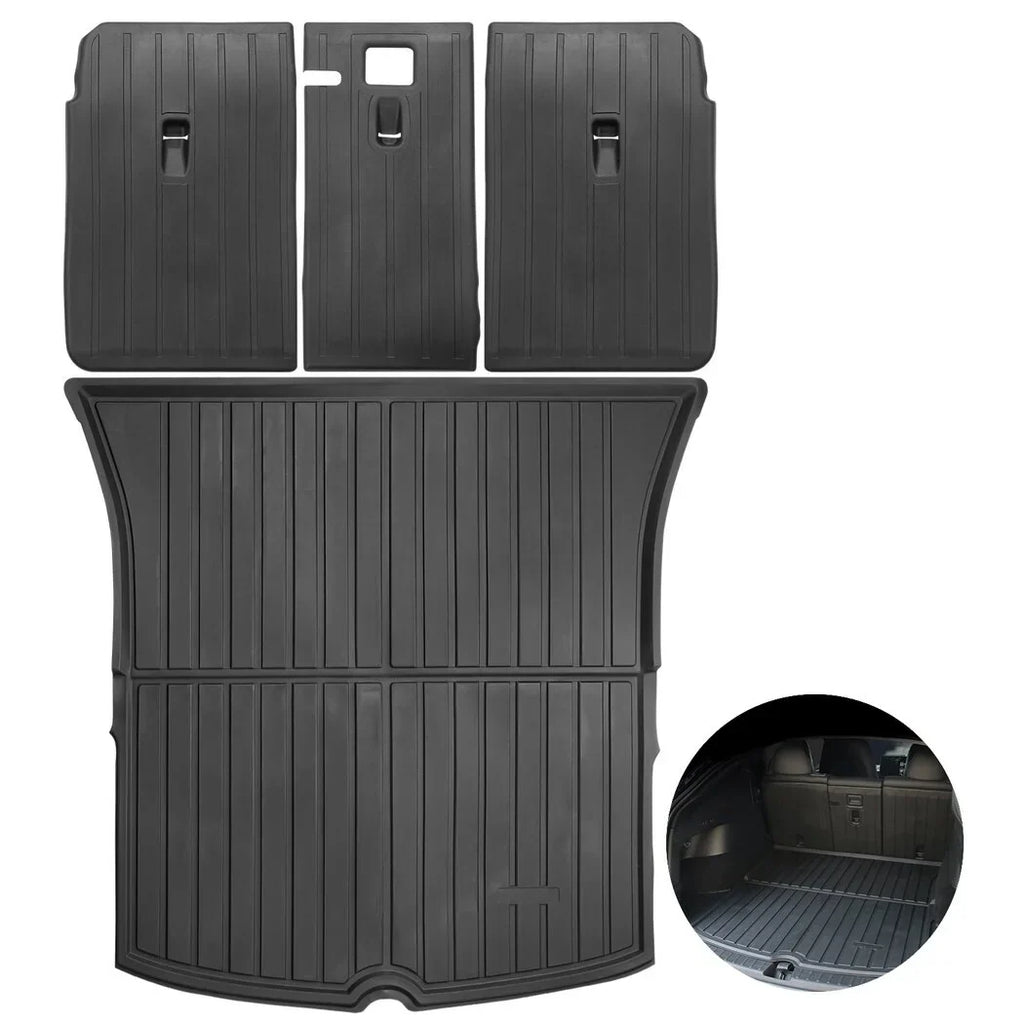 All Weather Car Trunk Mats, 3 Rear Seat Back Mats and Trunk Floor Mat, Compatible with 2020 2021 2022 Tesla Model Y, Waterproof Non-slip Car Trunk Floor Liner