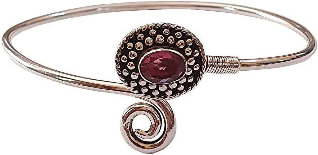 Silver Plated Cuff Bracelet for Women, Natural Pink Tourmaline Gemstone Handmade Modern Designer Tribal Bohemian Design Fashion Bracelet, Party Boho Jewelry