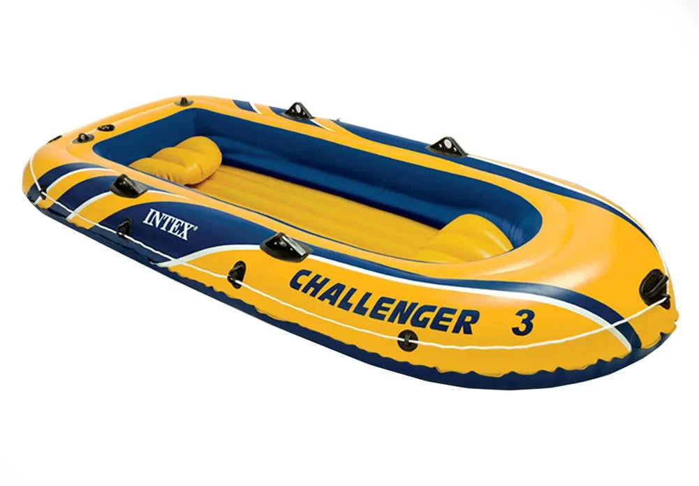 Intex Inflatable Raft Boat Set With Pump And Oars, Yellow (3 Pack)