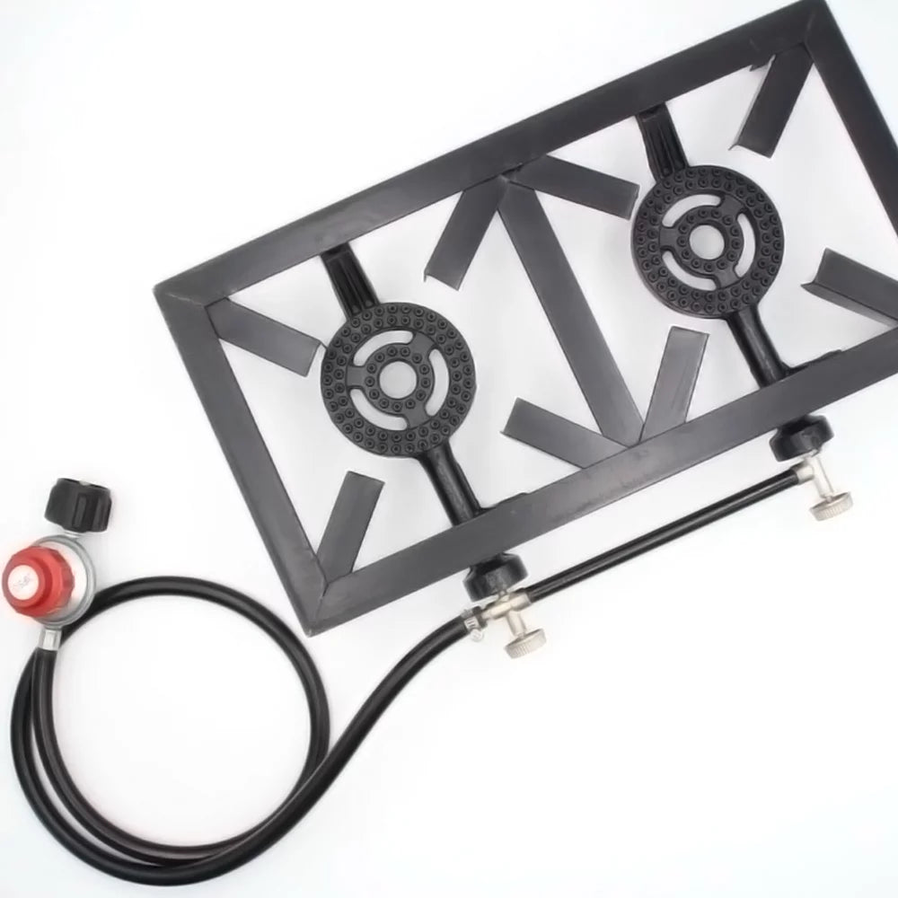 Anself Propane Gas Double Cast Iron Stove for Patio Camping  Cooking (Standard), Durable and Reliable Furnace for Cooking Needs