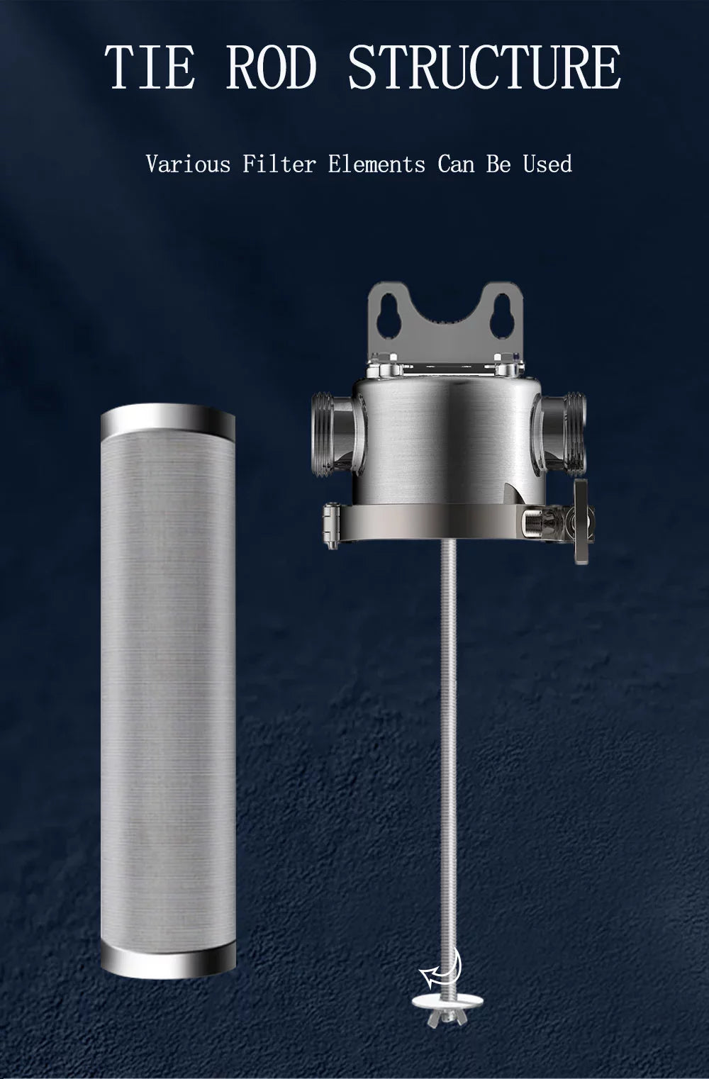 Front Water Filter Housing 10 inch Filter 1 inch  for Whole House Water Purification 304 Stainless Steel 8000L/h