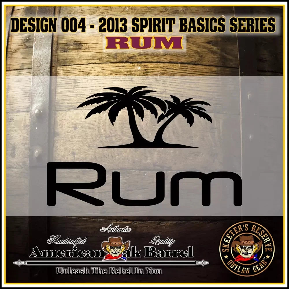 Palm Trees Rum (004) - Engraved American Oak Rum Aging Barrel