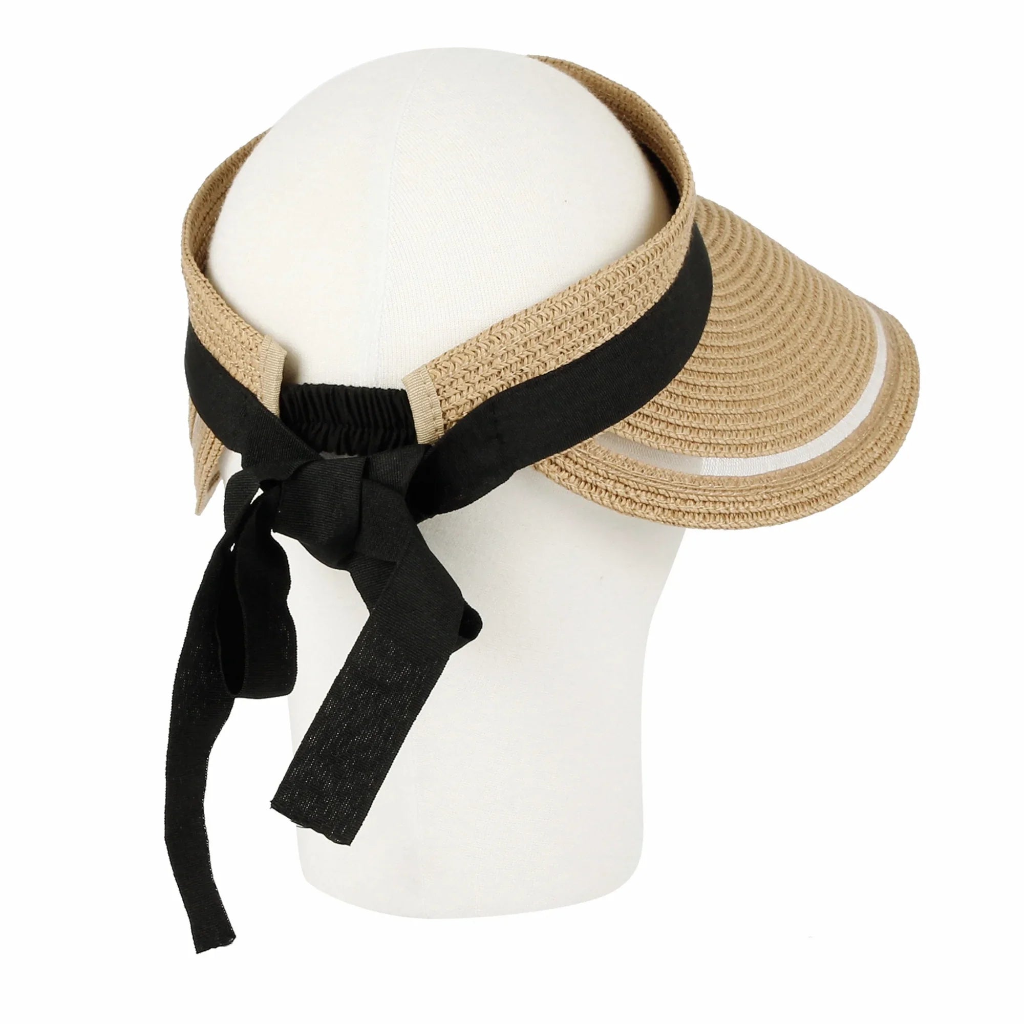 Womens Wide Brim Packable Sun Visor Summer Beach Hat SLV1280 (Beige)