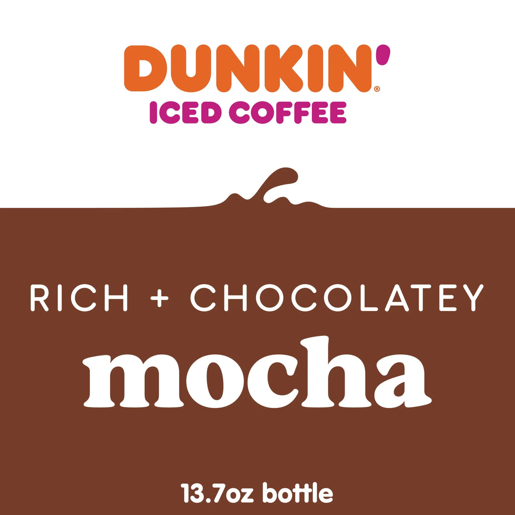 Dunkin' Mocha, Iced Bottled Coffee Drink, 13.7 fl oz, 12 Bottles