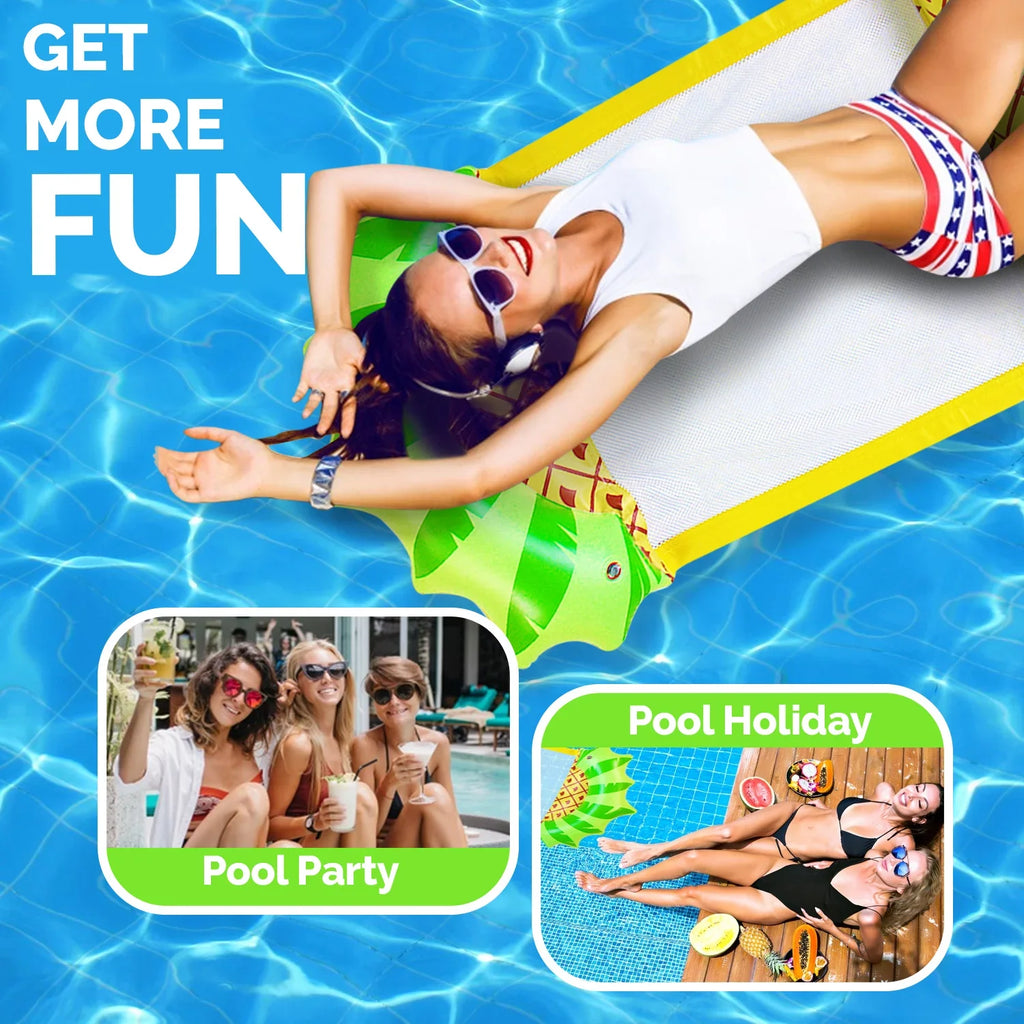 Zoey Adult Swimming Pool Float Water Hammock Lounger, Multi Purpose Comfortable Inflatable Water Float Pool Lounge, Swimming Pool Float Hammock Raft-Pineapple