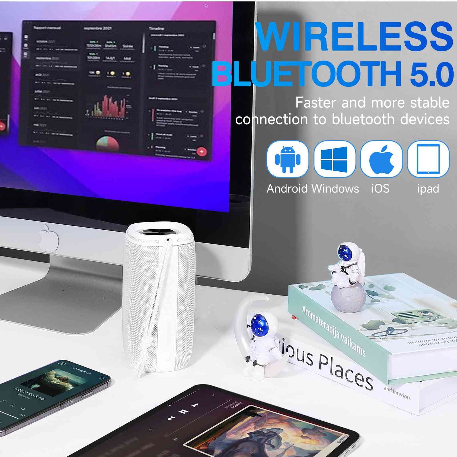 UrbanX X808 Bluetooth Speaker, IPX5 Waterproof Speakers 360°  Surround Sound with Punchy Bass, True Wireless Pairing, BT5.3, Portable Speaker for  C5 Max - White