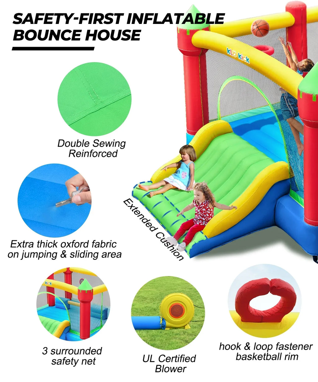 15'x 12' Large Bounce House 840D Oxford Inflatable Bouncers for 6 Kids with Blower & Slide for 3-10 Years, Child, Adult, Infant, Teen, Tween