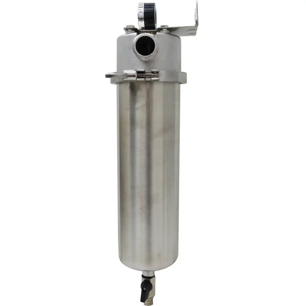 Front Water Filter Housing 10 inch Filter 1 inch  for Whole House Water Purification 304 Stainless Steel 8000L/h