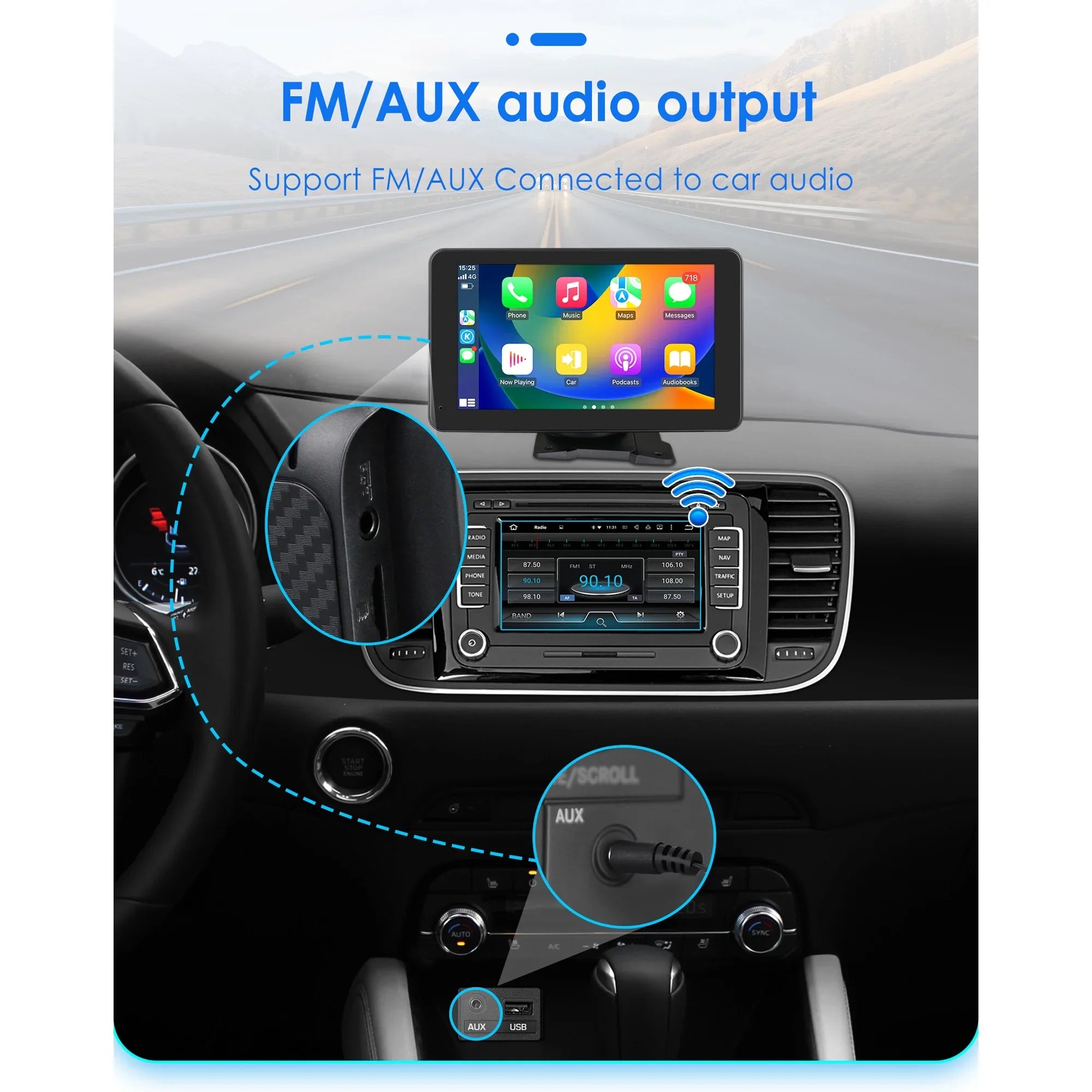 Navigation Apple Carplay   Car Radio Stereo Head Unit 7" Touchscreen 360° Adjustable Portable Mirror Link Android Auto Monitor Player