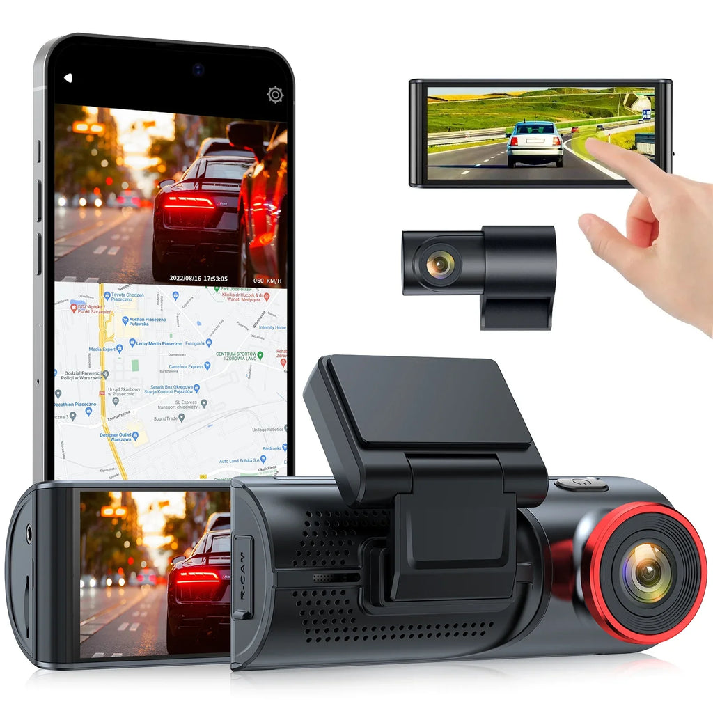 Toguard 4K Dual Dash Cam Front and Rear with WiFi , 3.16"  Touch Screen Capacitor Car Camera W/Motion Activated Sensor Emergency Lock