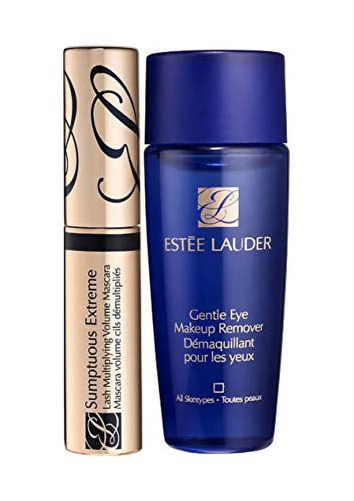 Estee Lauder Sumptuous Extreme Lash Multiplying Volume Mascara - 01 Extreme Black and Gentle Eye Makeup remover Duo Deluxe Travel Size Set