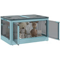Stackable Storage Bins with Lids, Wheels, and Collapsible, Blue