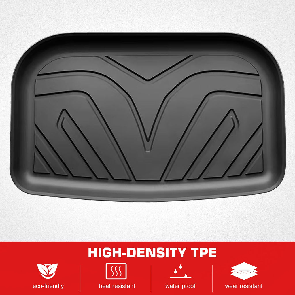 Ikon Motorsports 3D  Floor Mats + Trunk Mat Compatible with 2020-2023 Tesla Model Y, All Weather Floor Liners, Front & 2nd Row Full Set Custom Protection Heavy Duty Rear Tray Cargo Mats, Black