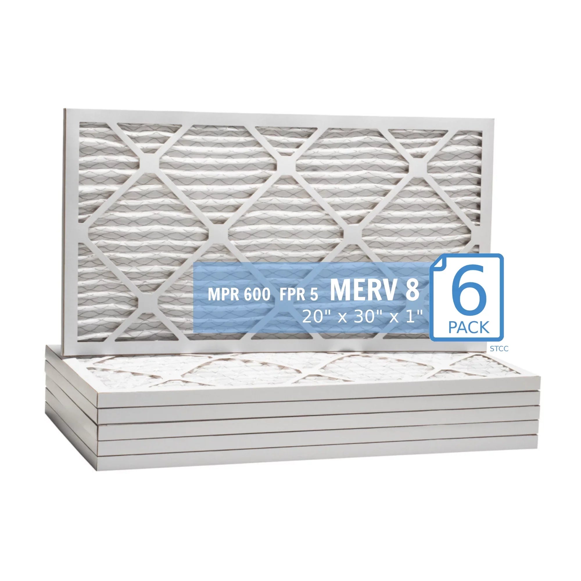 20x30x1, Purolator Hi-E 40 Extended Surface Pleated Air Filter, Mechanical  8, (6 Pack)
