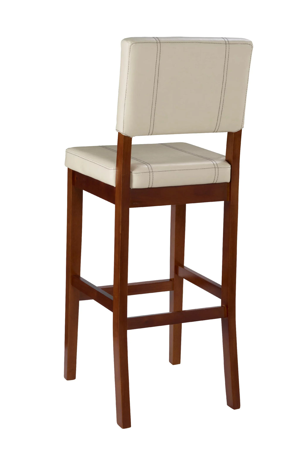 Linon Mulberry Padded Bar Stool, 30" Seat Height, Medium Dark Walnut Finish with Cream  Fabric
