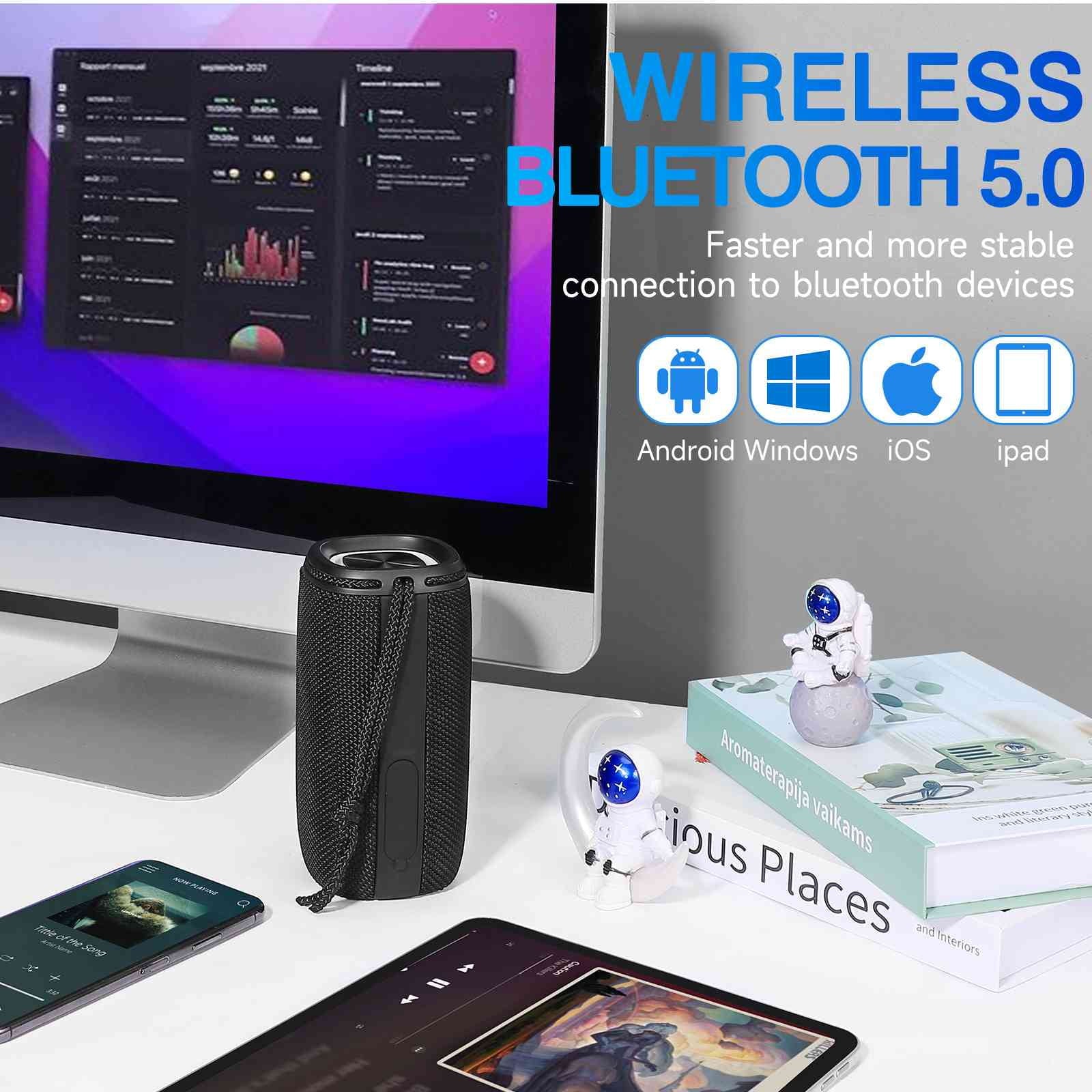 UrbanX X808 Bluetooth Speaker, IPX5 Waterproof Speakers 360°  Surround Sound with Punchy Bass, True Wireless Pairing, BT5.3, Portable Speaker for Nokia 3.1 - Black