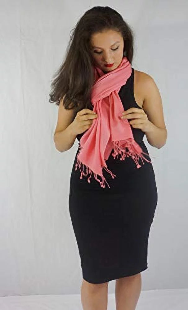Scarf/Scarves/Shawl/Shawls/Stole/Wrap/Pashmina Scarf/Pashmina Shawl/Cashmere/Cashmere Scarf/Wool/Silk (Light Coral)