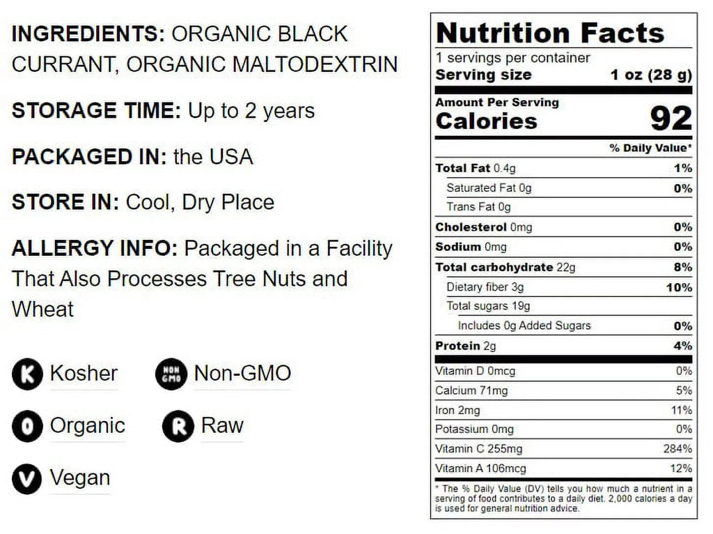 Organic Black Currant Powder, 2 Pounds — Non-, Raw, Vegan, Kosher — by Food to Live