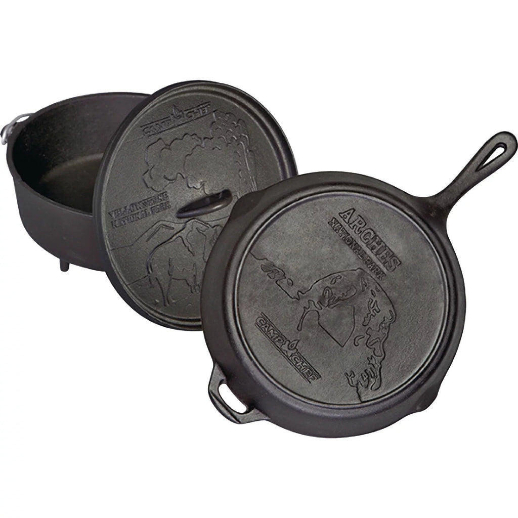Camp Chef 12" Dutch Oven and Skillet Set, CBOX100, Cast Iron Nonstick