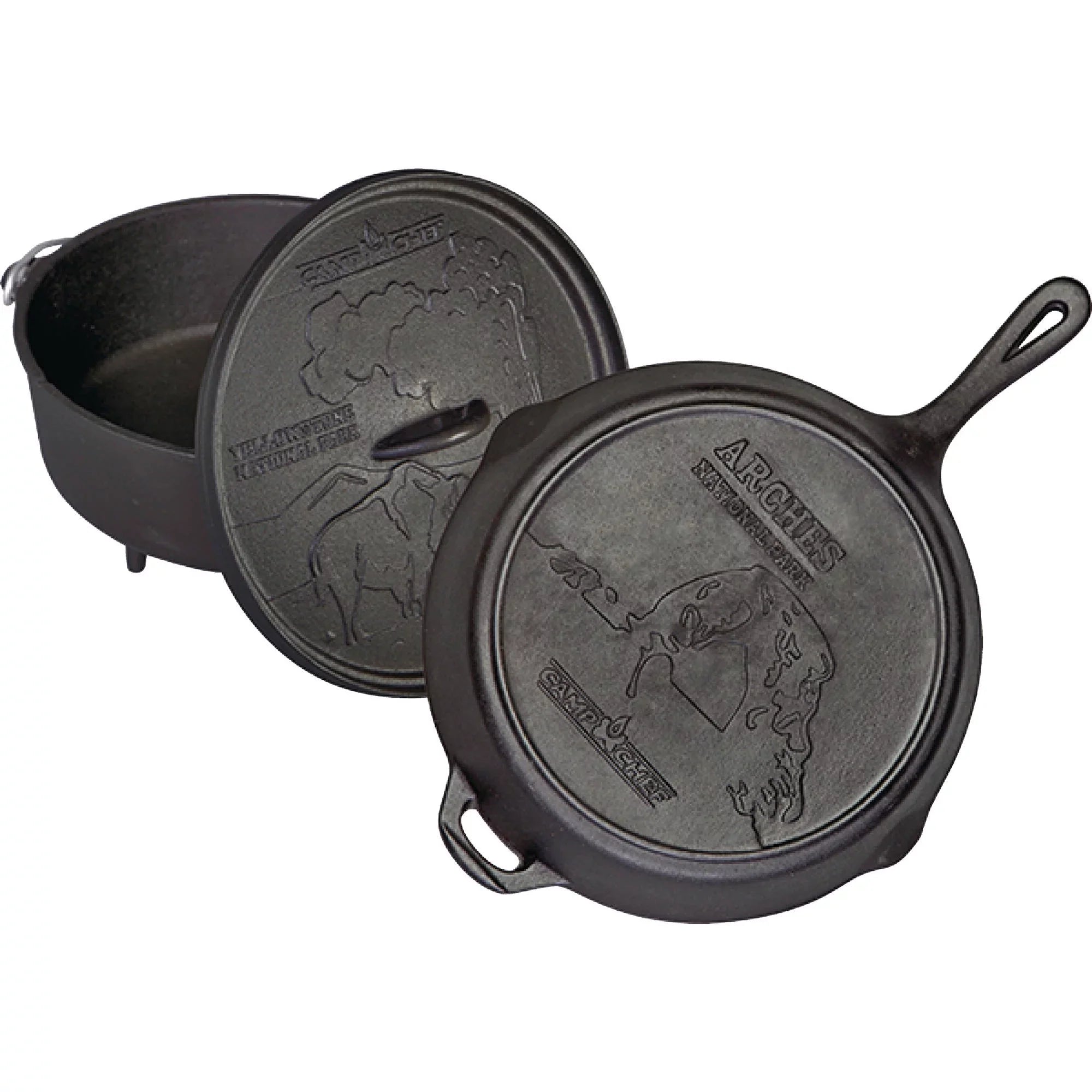 Camp Chef 12" Dutch Oven and Skillet Set, CBOX100, Cast Iron Nonstick