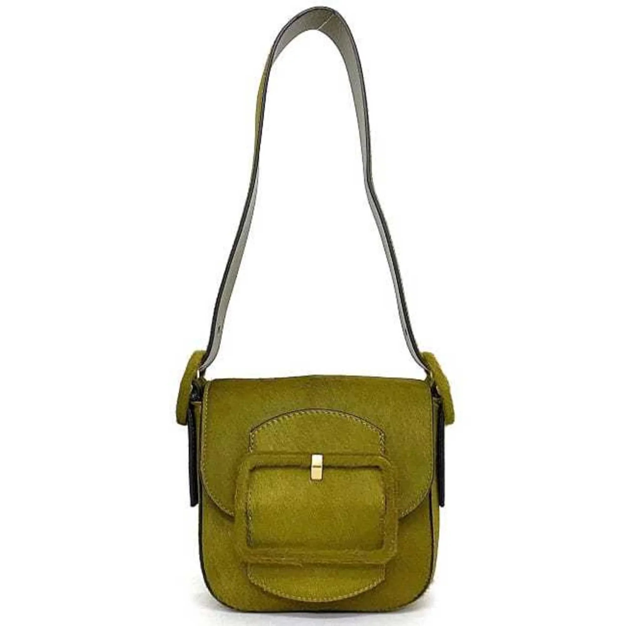 Pre-Owned Tory Burch Bag Green Half Moon Harako Leather   Flap Belt Women's (Good)