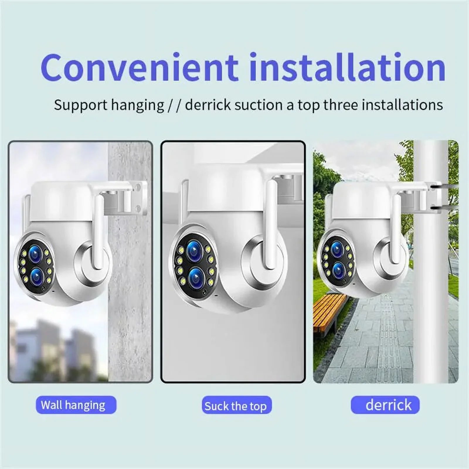15x Zoom Outdoor Wireless Camera WiFi Surveillance Cameras 1080P Dual Lens Color Night Vision Audio Intercom  Security