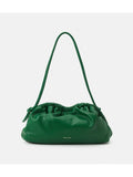 Women's Green Solid Leather Single Strap Clutch Handbag Purse