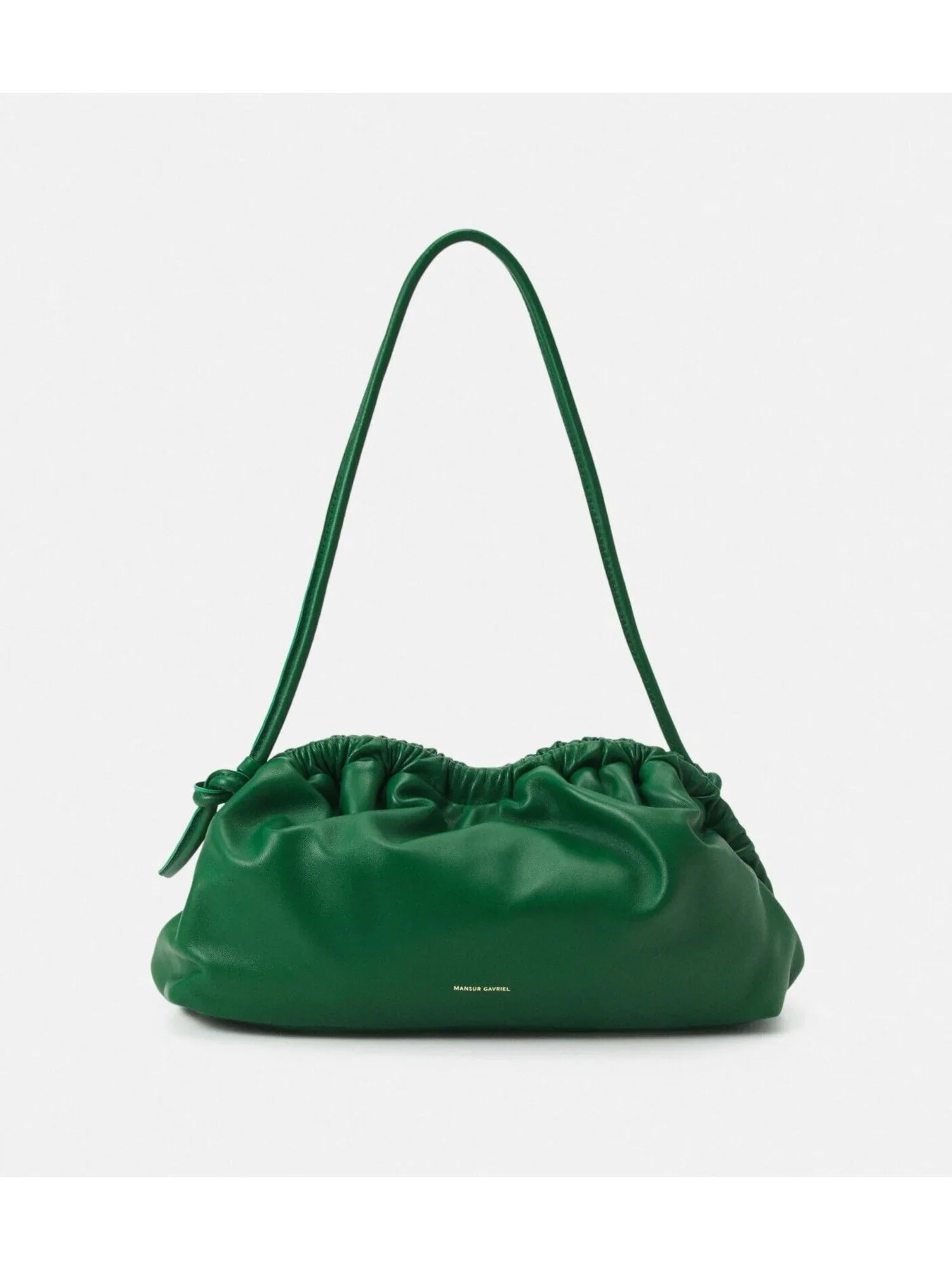 Women's Green Solid Leather Single Strap Clutch Handbag Purse