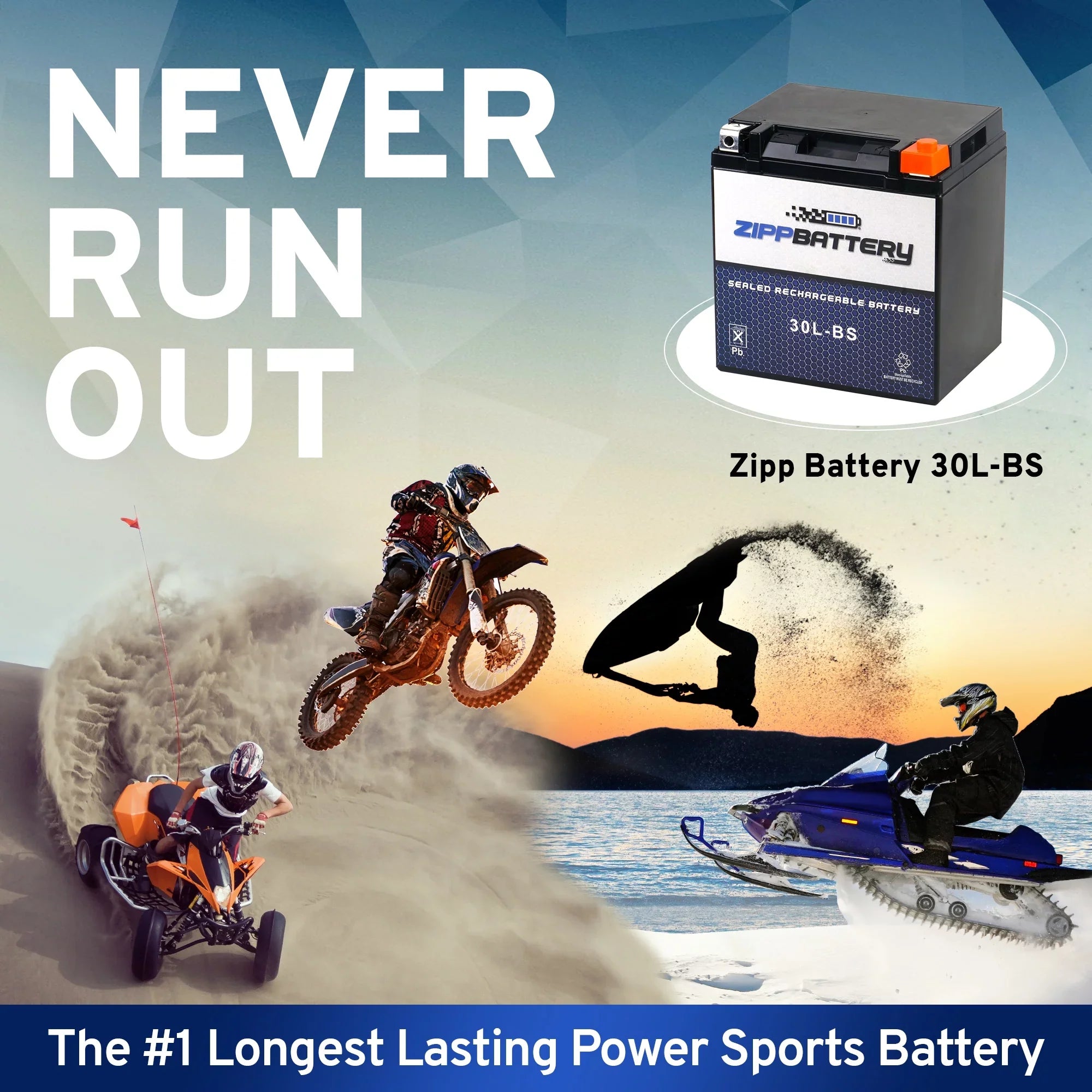 Zipp Battery Ytx30L-Bs Battery for Brp (Sea-Doo) 1500 Rxp 2007