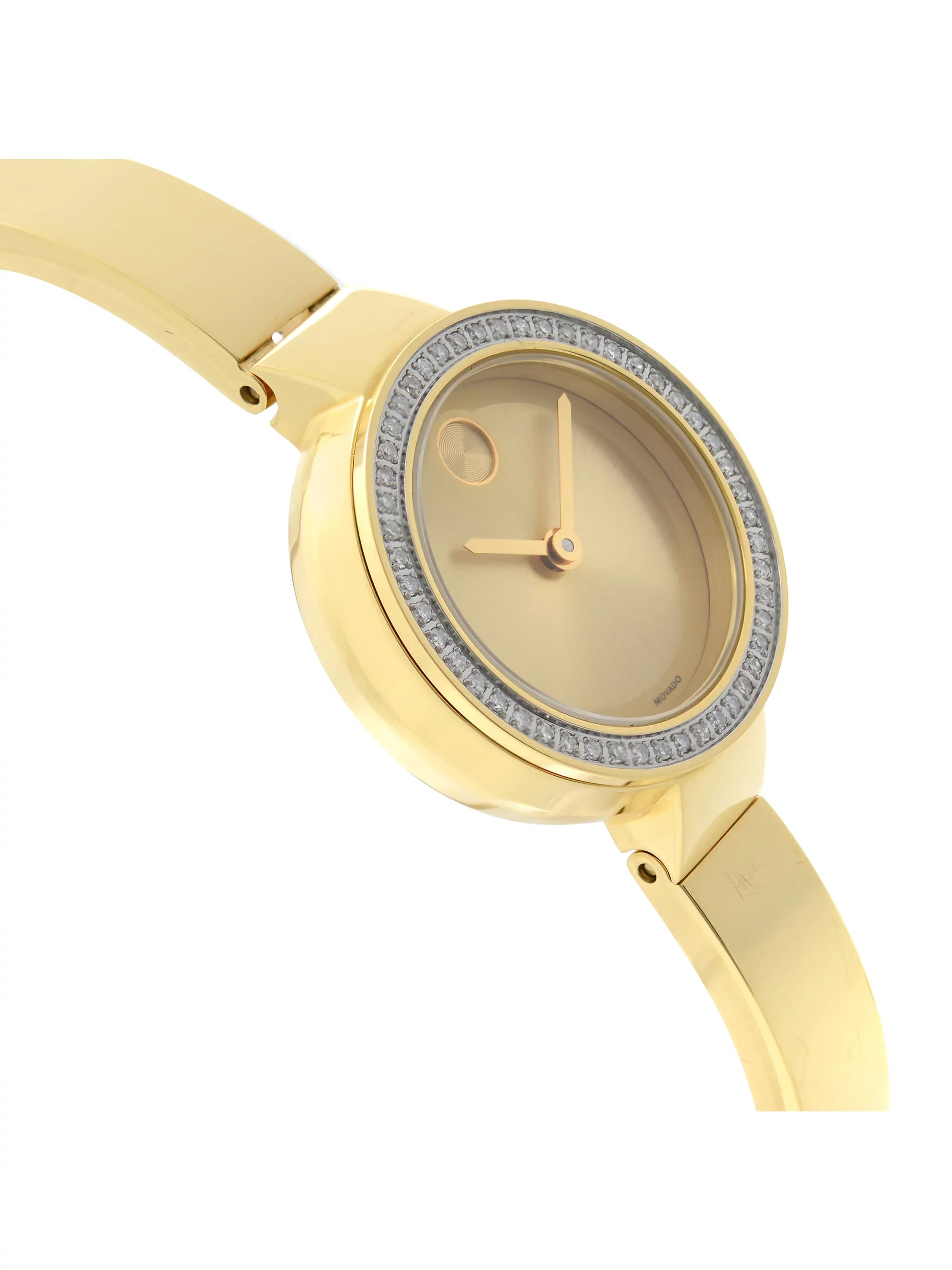 Movado Bold Museum 25mm Gold Plated Steel Diamond Quartz Ladies Watch 3600322