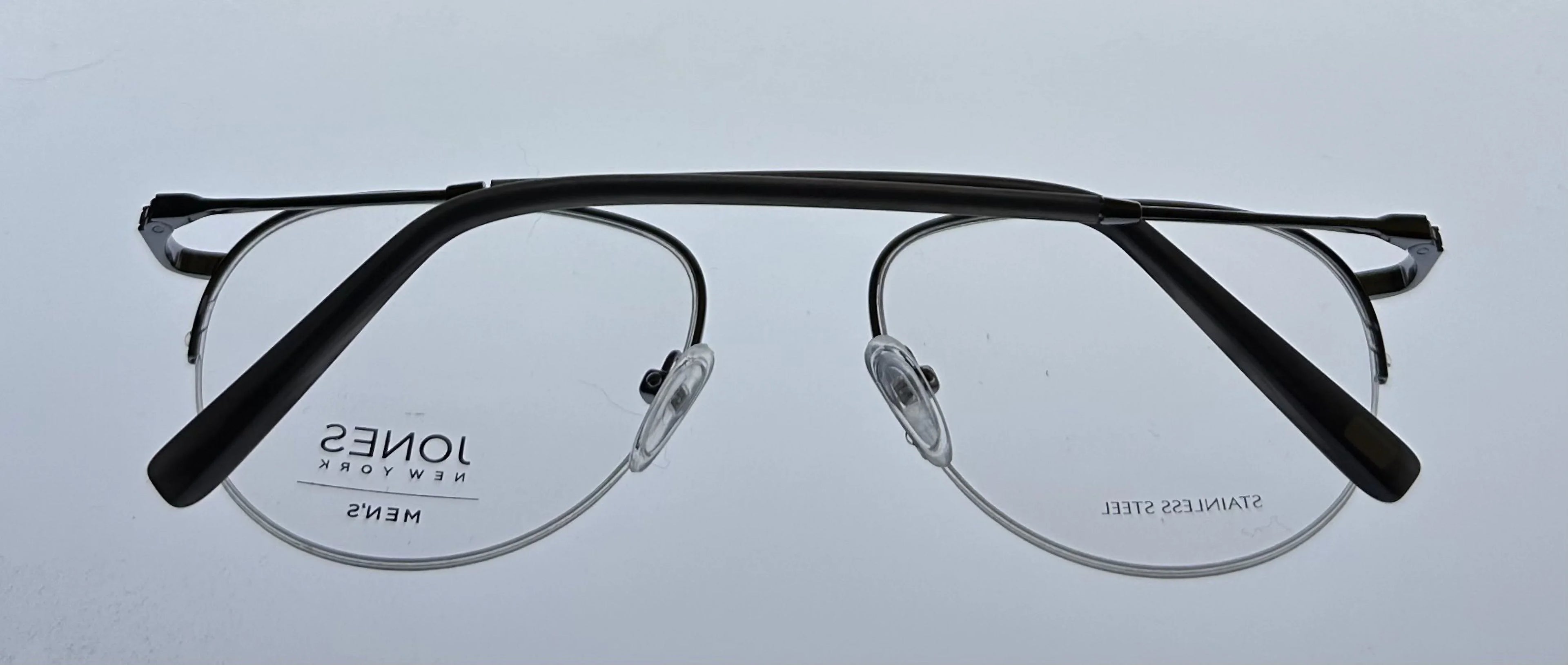 Jones New York Mens Gunmetal Rimless Metal Eyewear Aviator Frame. J359. 53mm