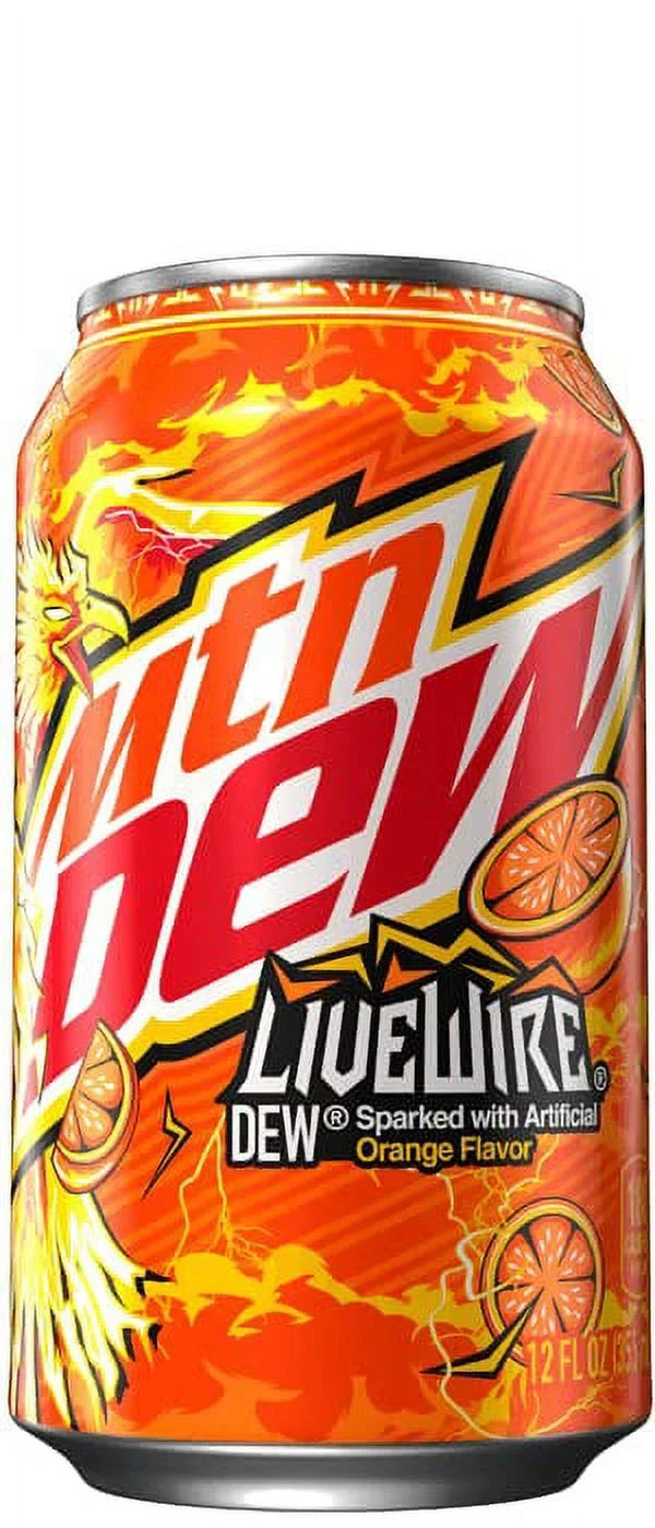 Mountain Dew Livewire ed Orange - With A Coaster ( 12 Oz Cans ) (Livewire ( Pack Of ( 12 ) 12 Oz Cans ))