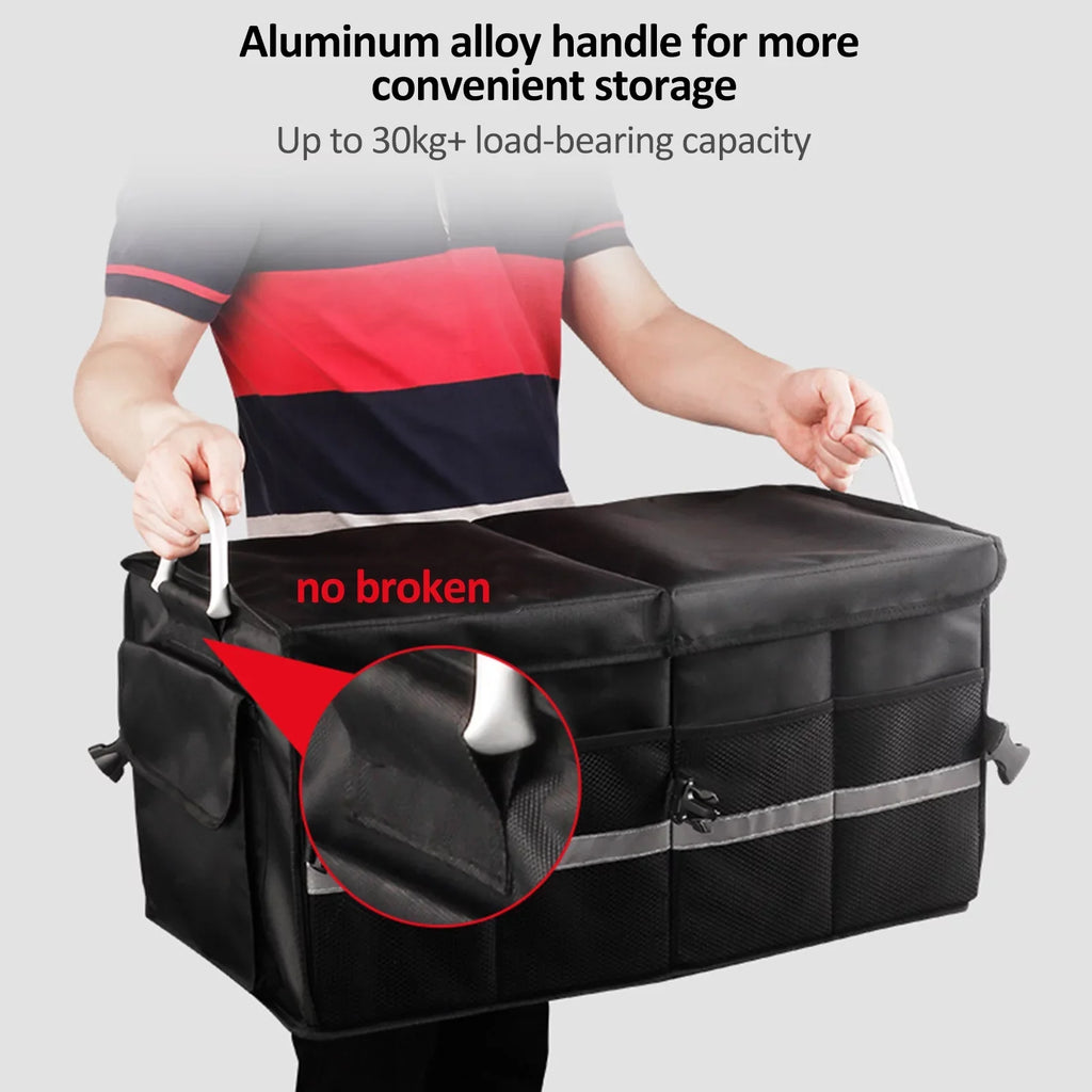 Apexeon Car Trunk Organizer, Automotive Cargo Organizer, Oxford Cloth Folding Storage Box, Reflective Strip, 28L Capacity
