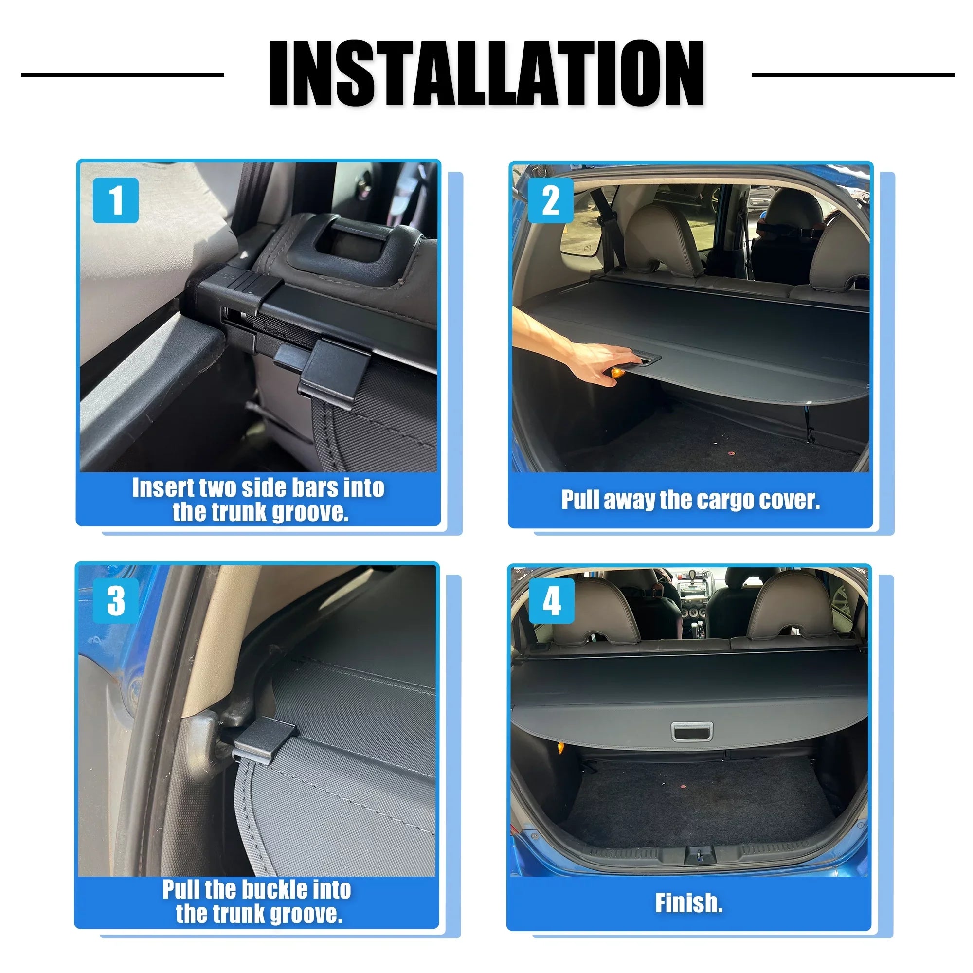 Unique Bargains Retractable Cargo Cover Rear Trunk cover Shield Shade Ajustable Fit for Nissan Rogue 2021-2024 Black