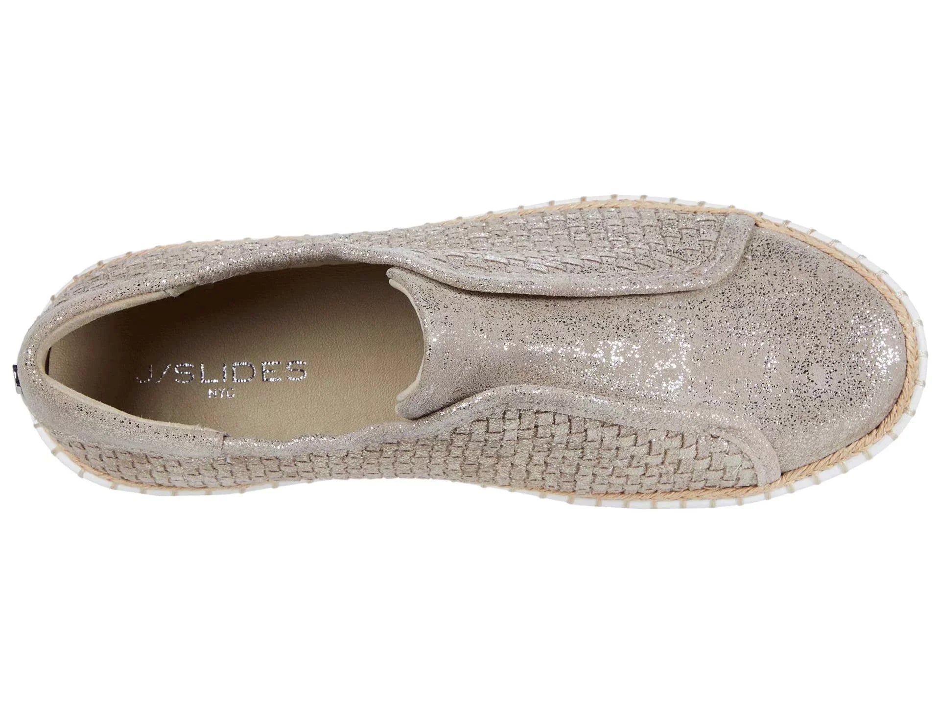 J  Womens Gold Padded Logo Hardware Woven Goring Kayla Round Toe Platform Slip On Leather Sneakers Shoes 10 M