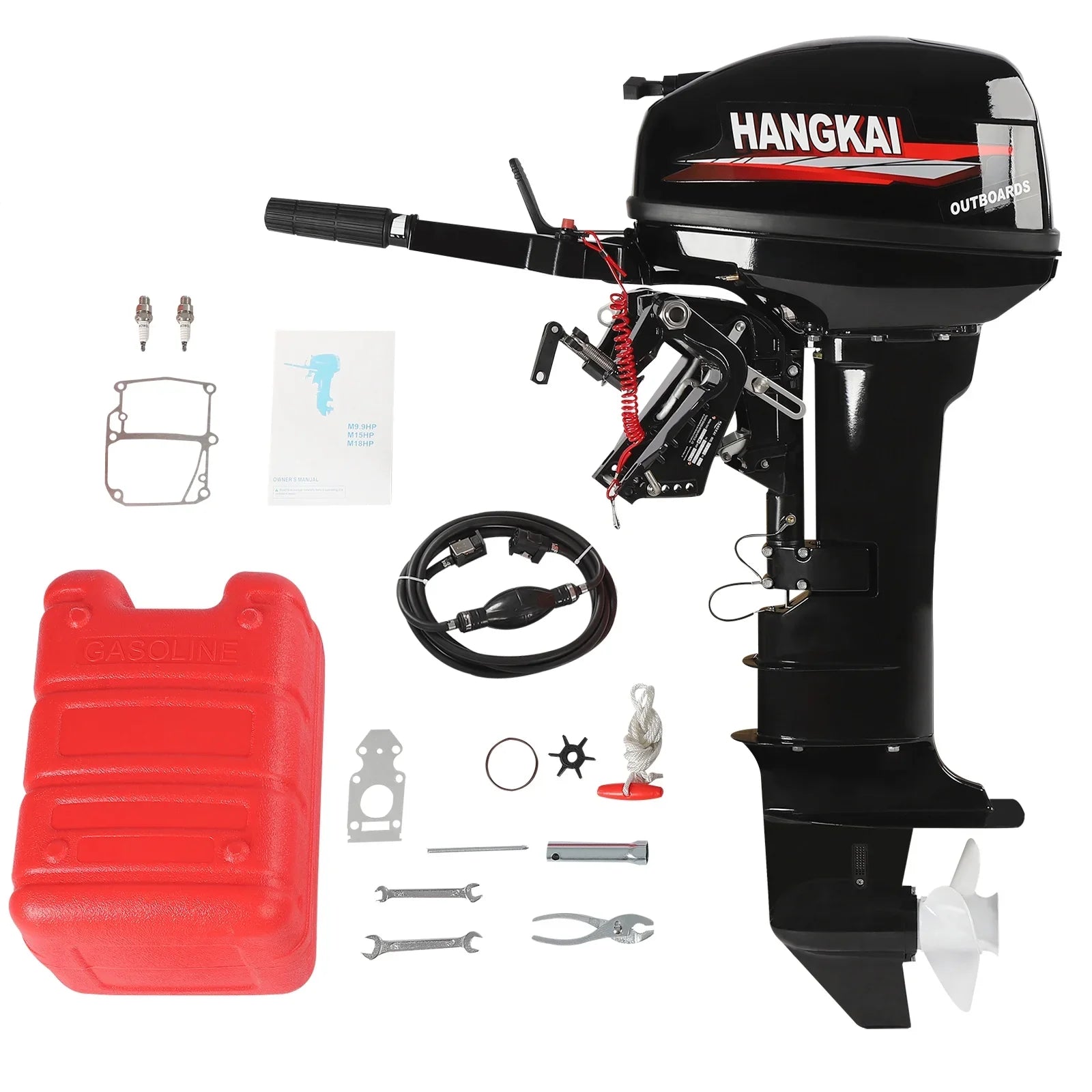 Wuzstar Outboard Motor, 2 Stroke 18  246cc Long Shaft Boat Engine Aluminum Alloy Fishing Boat Motor w/ Water Cooling System