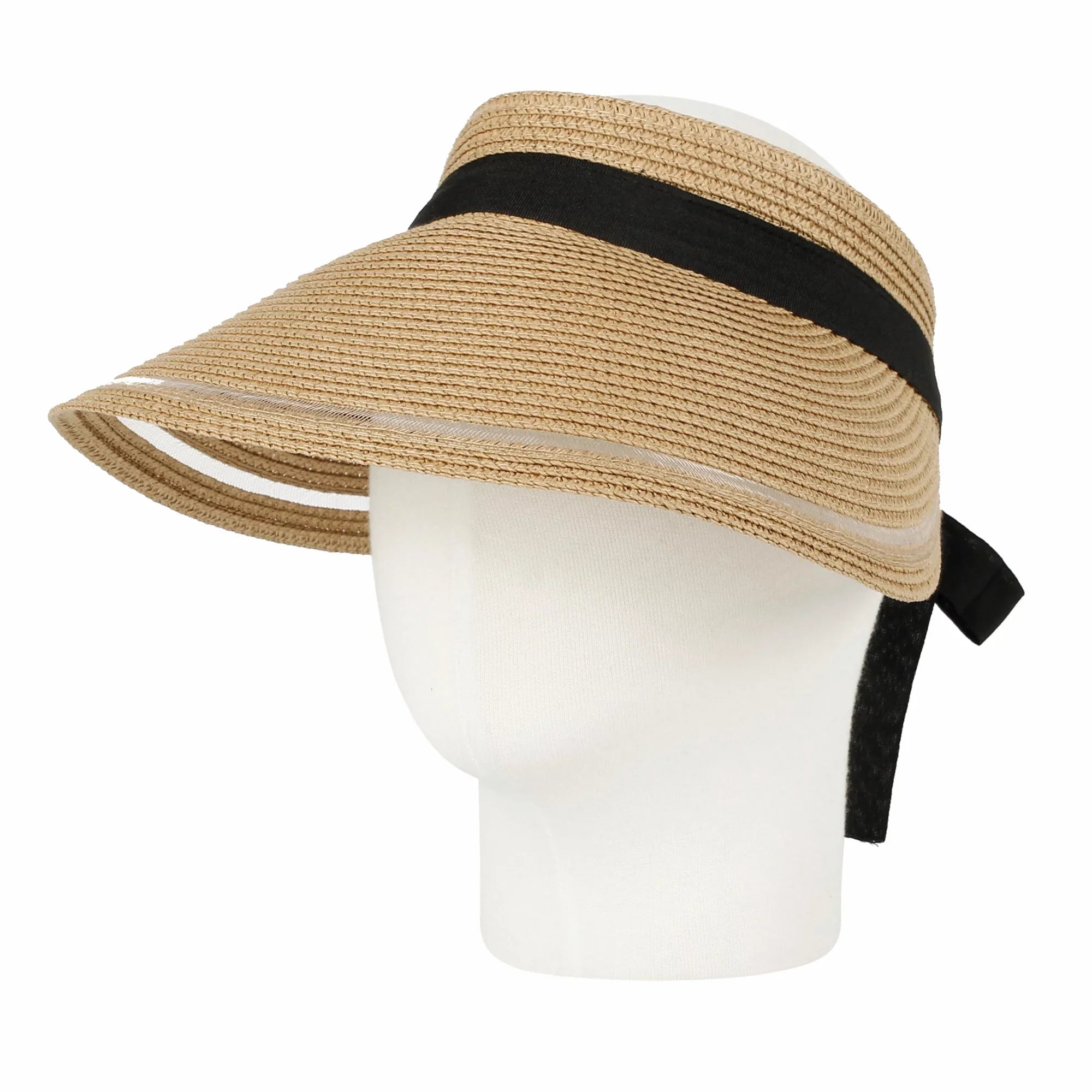 Womens Wide Brim Packable Sun Visor Summer Beach Hat SLV1280 (Beige)
